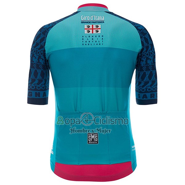 Giro d'Italia Ropa Ciclismo Culotte Corto 2017 Hombre Mangas Cortas Sardegna Azul Claro